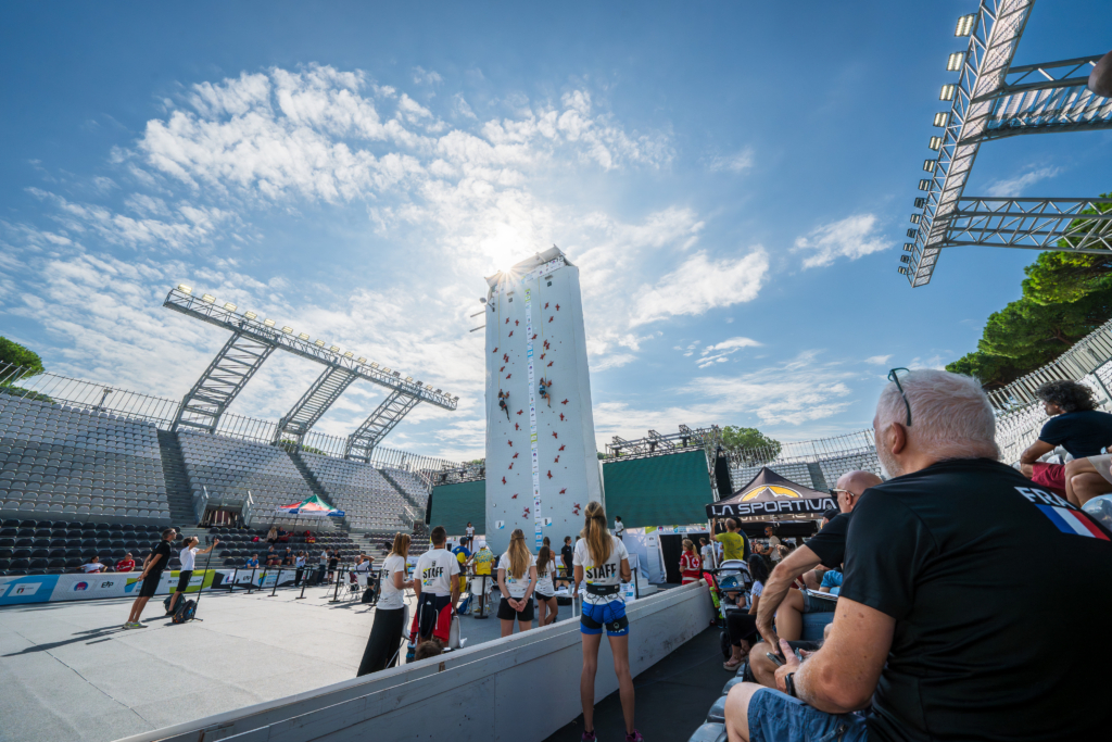 IFSC cerified Speed climbing wall at the European Speed Qualifier in Rome 2023