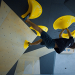 Walltopia boulder climbing walls in Train SF Dubai, UAE. Routesetting with thermoplastic Walltopia volumes by Emiliyan Kolevski. Climber: Emiliyan Kolevski