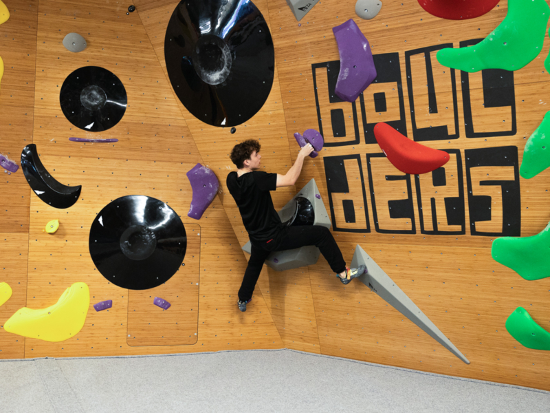 Walltopia boulder climbing walls - bamboo panels - and Climbmat boulder mats in Boulders, Valnose, Denmark