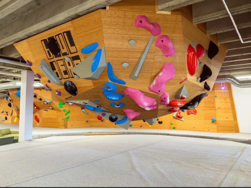 Walltopia boulder climbing walls - bamboo panels - and Climbmat boulder mats in Boulders, Valnose, Denmark