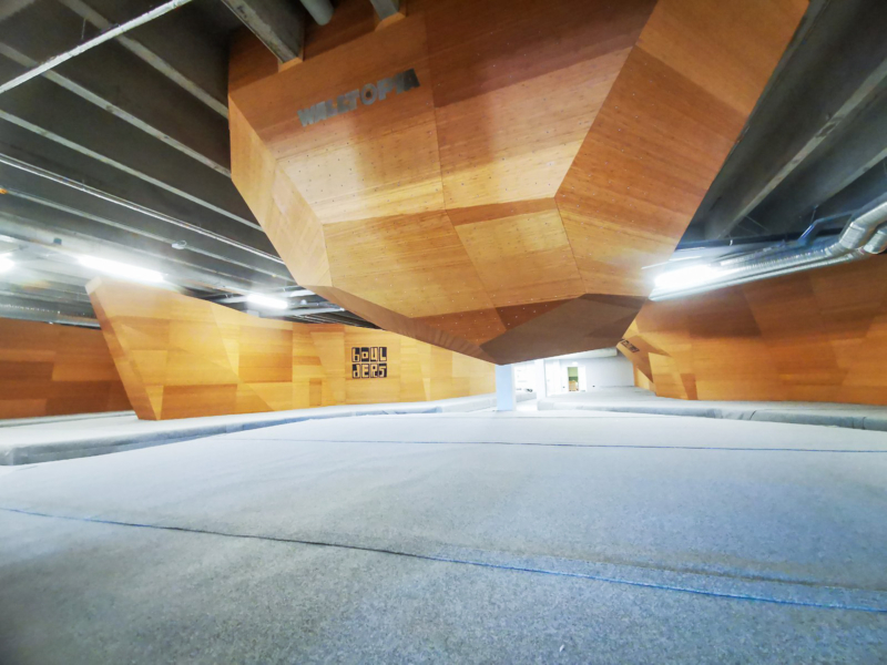 Walltopia boulder climbing walls - bamboo panels - and Climbmat boulder mats in Boulders, Valnose, Denmark