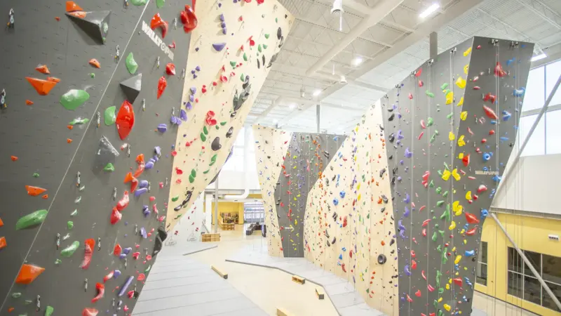 Walltopia rope climbing walls, climbmat safety mats at Momentum Fort Union, Salt Lake City, USA