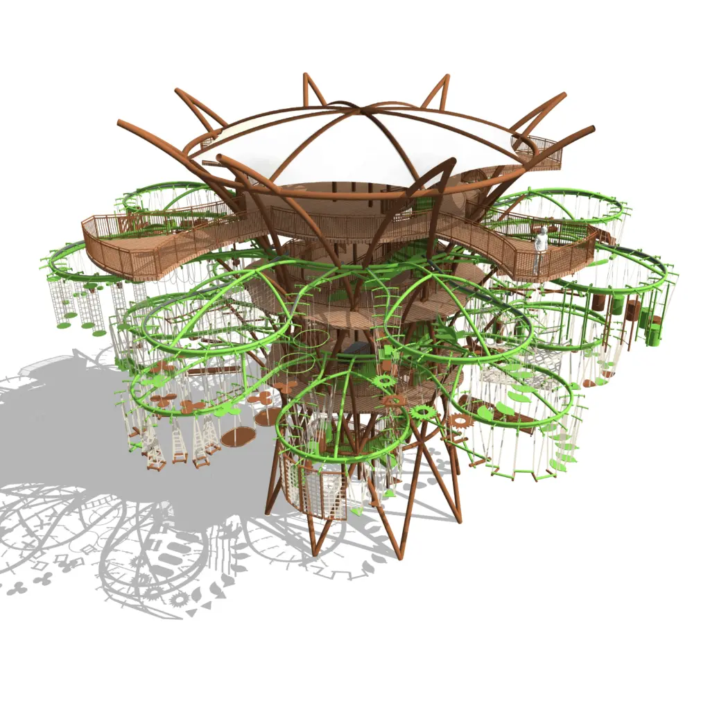 Walltopia Tree Course - A signature self-standing ropes course - two levels top view